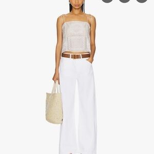 Frame Denim Le Baggy Palazzo White Wide-Leg Pants